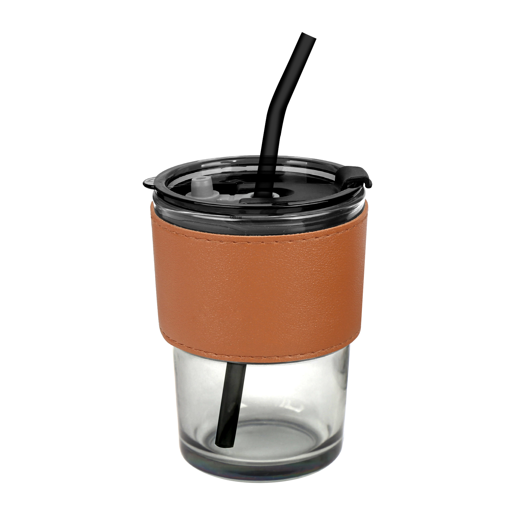 FlyFlyPromos - Anti-scald Glass Cup with Leather Case Straw Image 3 - Promotional Product